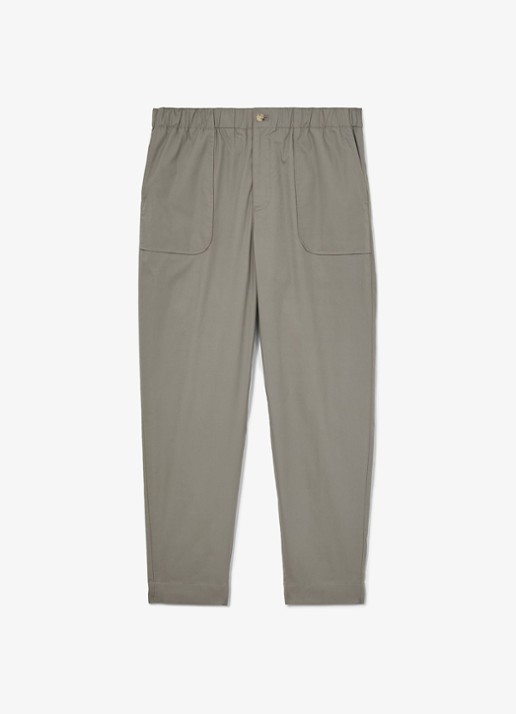 Reiss SNAP Cotton-Blend Lightweight Tapered Trousers - voorkant olijfgroen