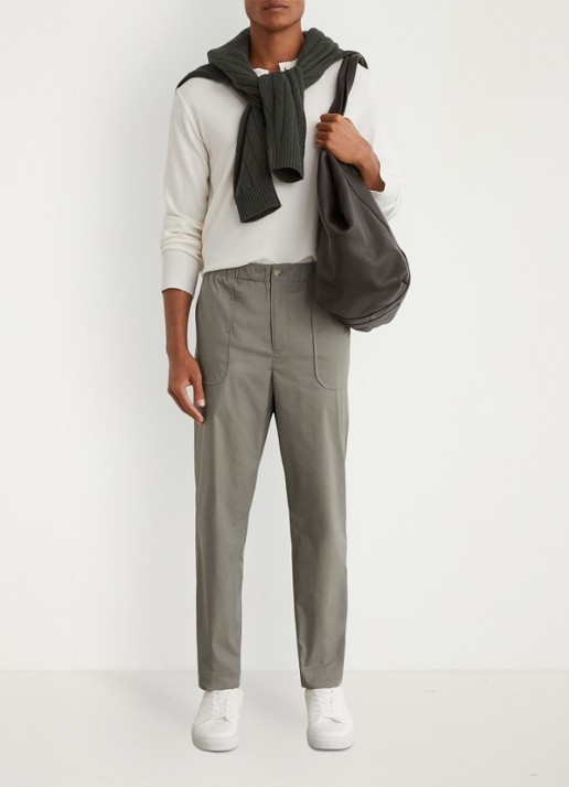 Reiss SNAP Cotton-Blend Lightweight Tapered Trousers - voorkant 2 olijfgroen