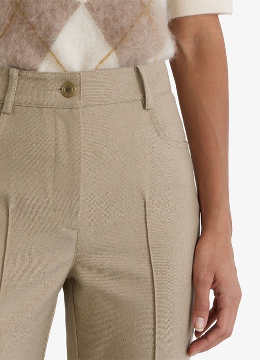 Reiss Sofia high waist flared fit broek met steekzakken - detail 2 beige