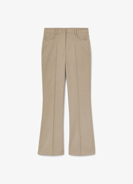 Reiss Sofia high waist flared fit broek met steekzakken - voorkant 6 beige
