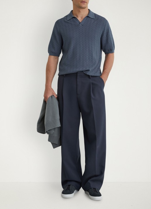 Reiss Sol regular fit polo met structuur - voorkant 7 airforce blue / blauw