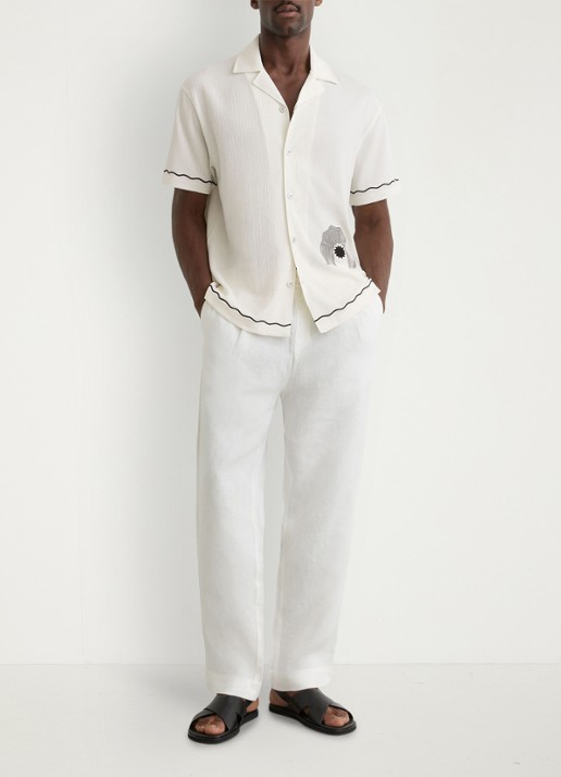 Reiss Solano regular fit overhemd met borduring - voorkant 2 gebroken wit