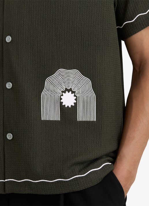 Reiss Solano regular fit overhemd met borduring - detail 5 donkergroen
