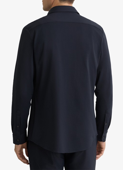 Reiss Solarko regular fit overhemd met structuur - achterkant 3 donkerblauw