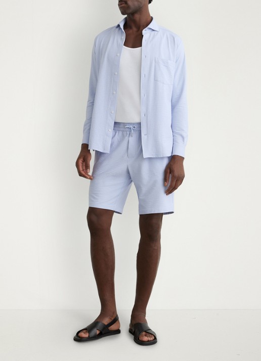 Reiss Solarko regular fit overhemd met structuur - voorkant 5 lichtblauw