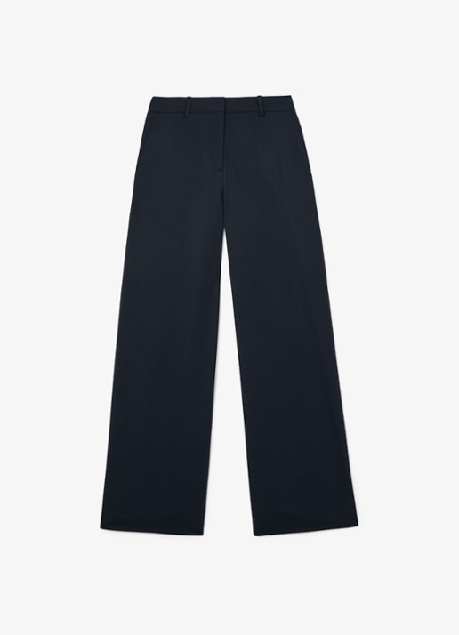 Reiss Solene high waist wide leg pantalon in wolblend - voorkant 2 blauw