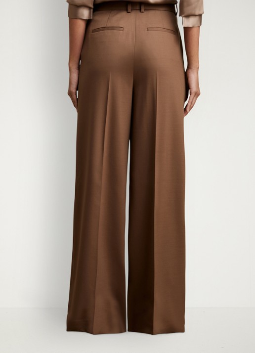 Reiss SOLENE Wool-Blend Wide-Leg Suit Trousers - achterkant hazelnootbruin