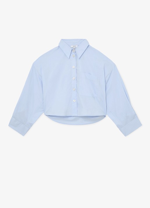 Reiss Solenge blouse met borstzak - voorkant lichtblauw