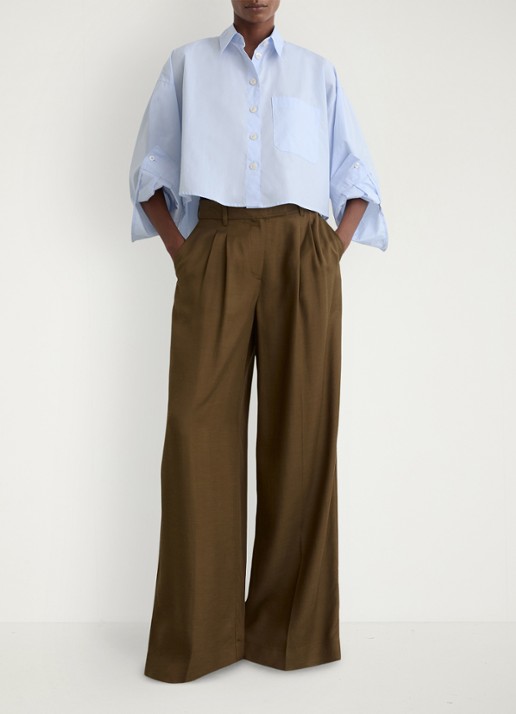 Reiss Solenge blouse met borstzak - voorkant 2 lichtblauw