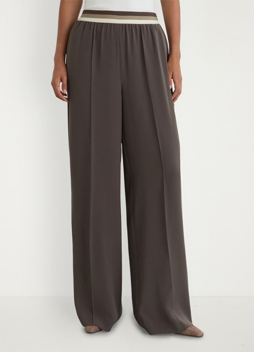 Reiss Sonnie high waist wide fit broek met steekzakken - detail bruin