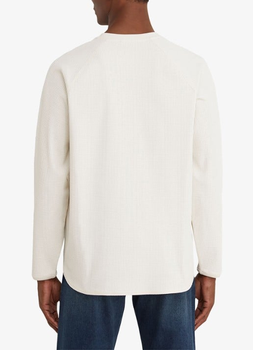 Reiss Soren sweater met wafelstructuur - achterkant 3 gebroken wit