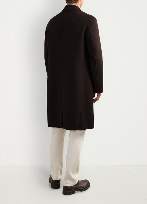 Reiss Squire mantel in wolblend met steekzakken  - achterkant donkerbruin
