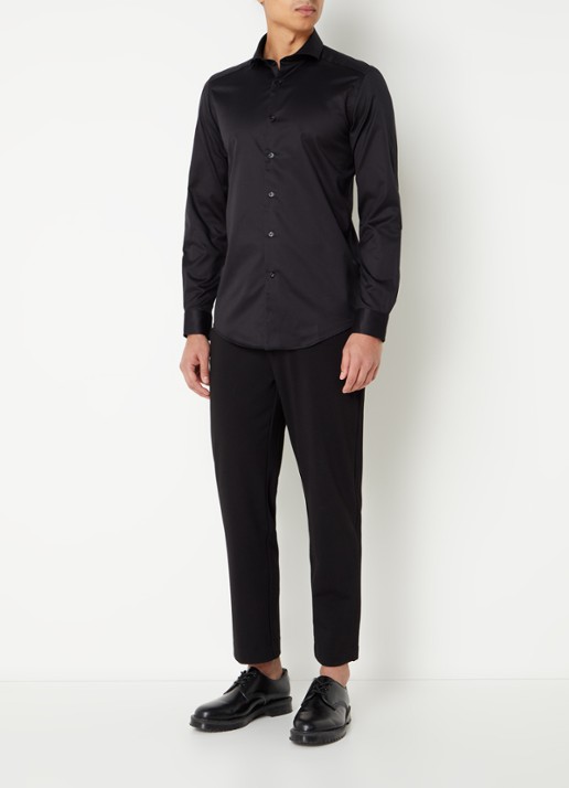 Reiss Storm slim fit overhemd met stretch  - voorkant 3 zwart