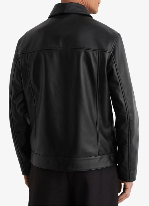Reiss Strader jack van leer - achterkant 5 black / zwart