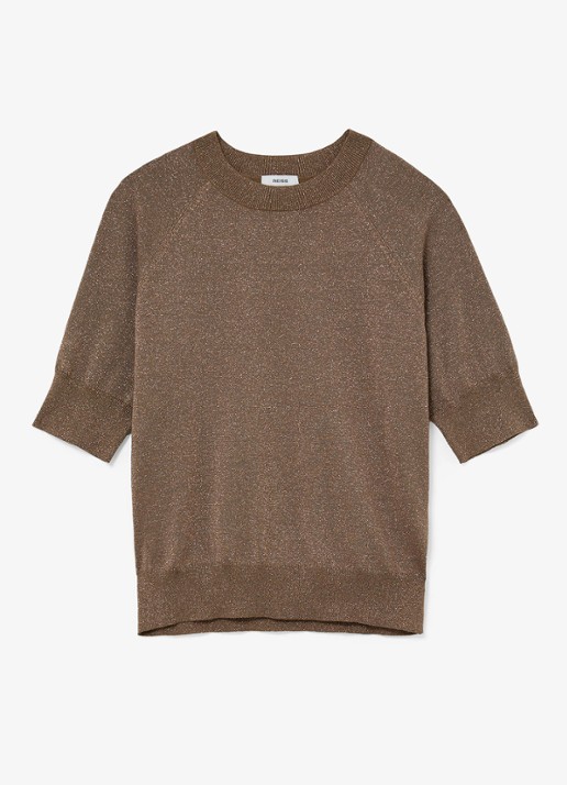 Reiss Susanne top  in wolblend met glitter - voorkant 5 brons
