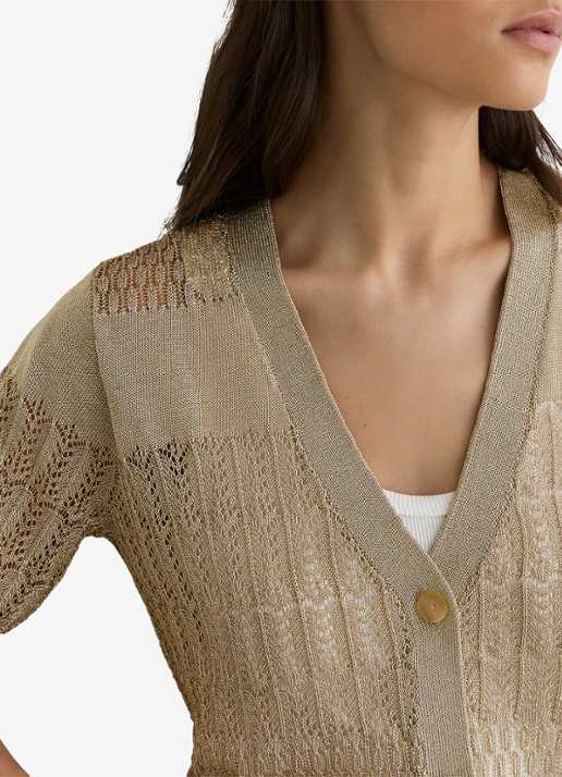 Reiss Suzanne grofgebreid vest met lurex - detail 4 goud
