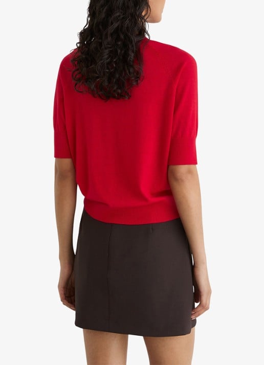Reiss SUZZIE Ultra-Soft Merino Wool Crew-Neck T-Shirt - achterkant 4 rood