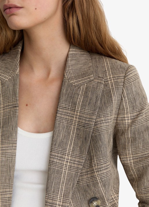 Reiss Sybil blazer met ruit dessin - detail 3 donkerbeige