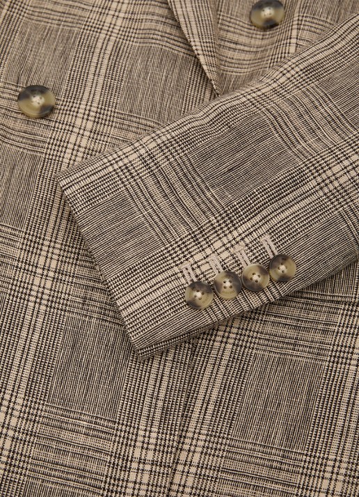 Reiss Sybil blazer met ruit dessin - detail 4 donkerbeige