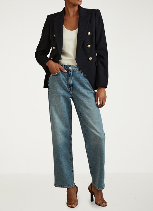 Reiss Tally double breasted blazer met sierknopen - voorkant 4 blauw