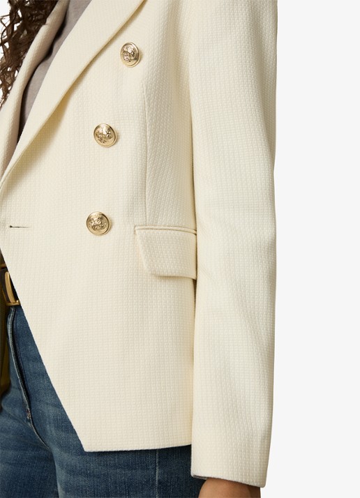 Reiss Tally double breasted blazer met sierknopen - detail 4 wit