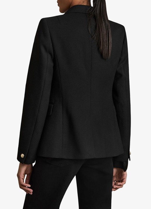 Reiss Tally double breasted blazer met sierknopen - achterkant 3 black / zwart