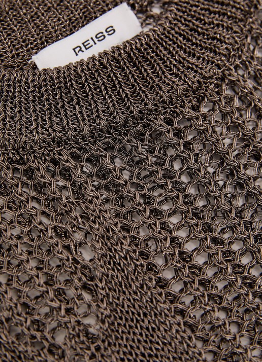 Reiss Tamsin top met opengewerkt dessin - detail 5 donkergrijs