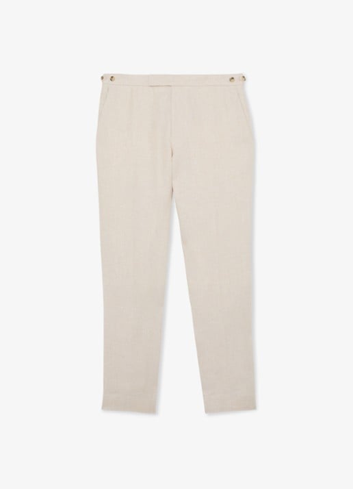 Reiss Tapered fit chino met knoop detail - voorkant 5 stone / beige