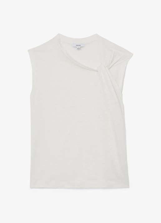 Reiss Taylor top van linnen - voorkant wit