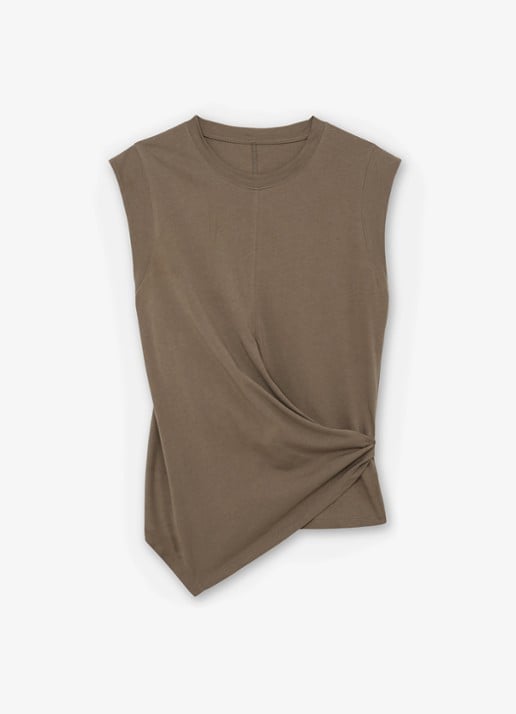Reiss Tia top met gedrapeerd detail - voorkant khaki