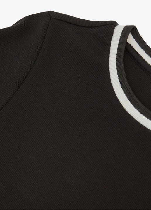 Reiss Tilly ribgebreide top met ronde hals - detail 5 zwart