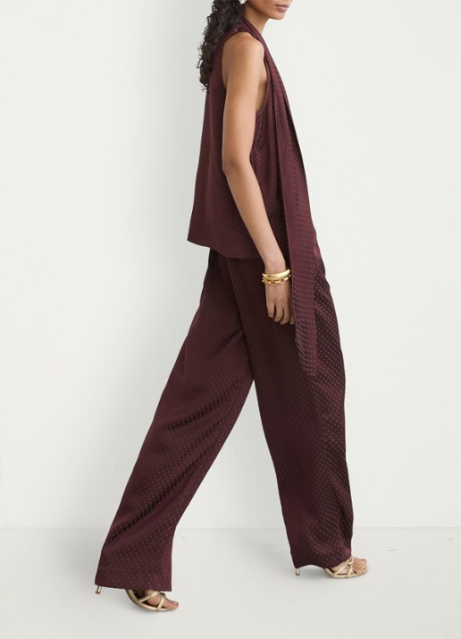 Reiss Tilly top met sjaalkraag - detail 5 bordeauxrood