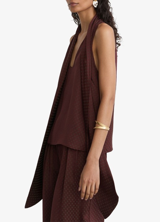 Reiss Tilly top met sjaalkraag - detail 7 bordeauxrood