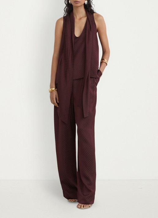 Reiss Tilly top met sjaalkraag - voorkant 2 bordeauxrood
