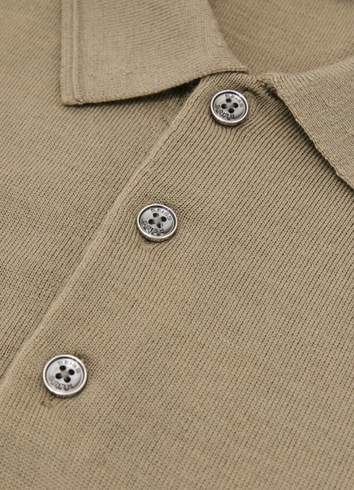 Reiss TRAFFORD Merino Wool Long-Sleeve Polo Shirt - detail 3 lichtgroen