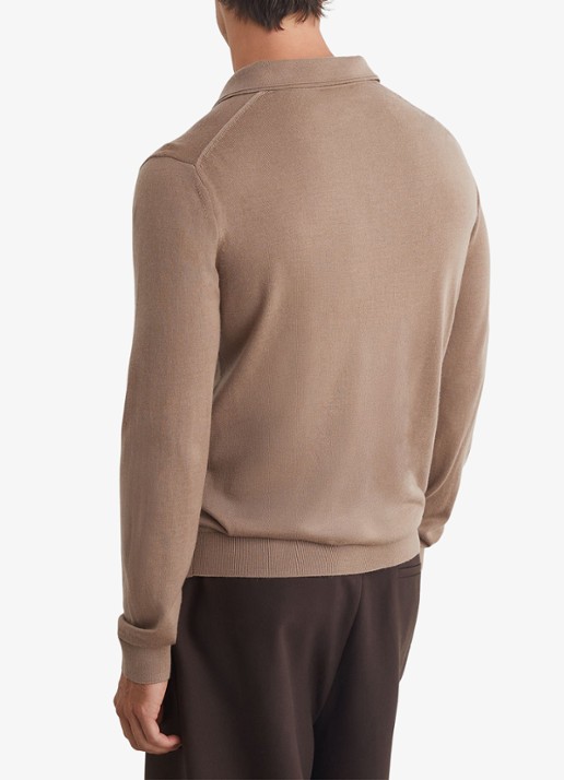 Reiss Trafford regular fit polo van merino wol - achterkant 7 camel