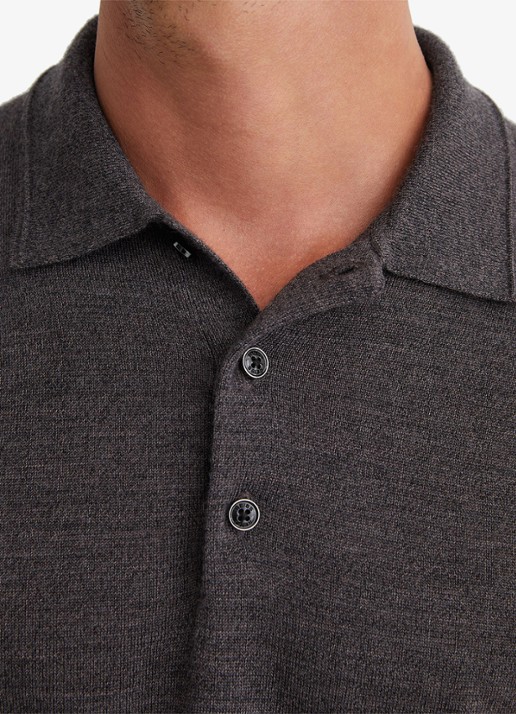 Reiss Trafford regular fit polo van merino wol - detail 4 bruin