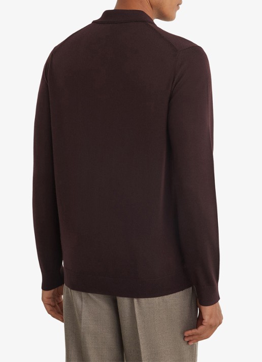 Reiss Trafford regular fit polo van merino wol - achterkant 6 bordeauxrood