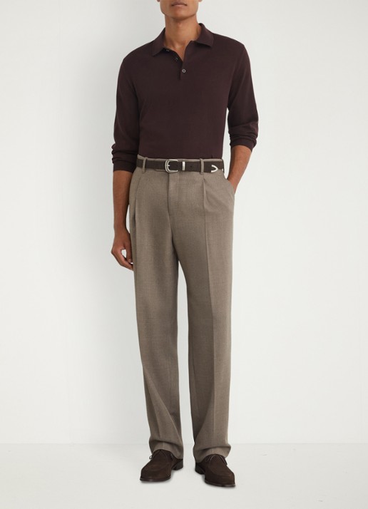 Reiss Trafford regular fit polo van merino wol - voorkant 2 bordeauxrood