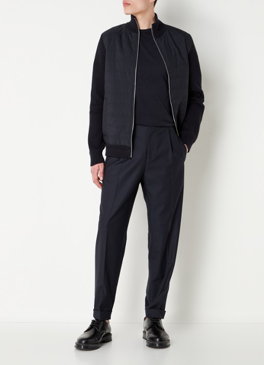 Reiss Trainer ribgebreid vest met gewatteerd voorpand - voorkant 2 donkerblauw