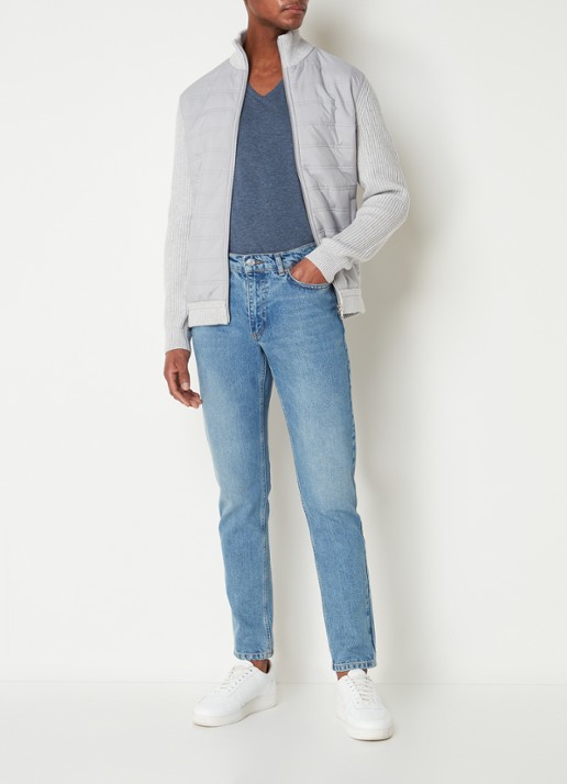 Reiss Trainer ribgebreid vest met gewatteerd voorpand - voorkant 3 lichtgrijs