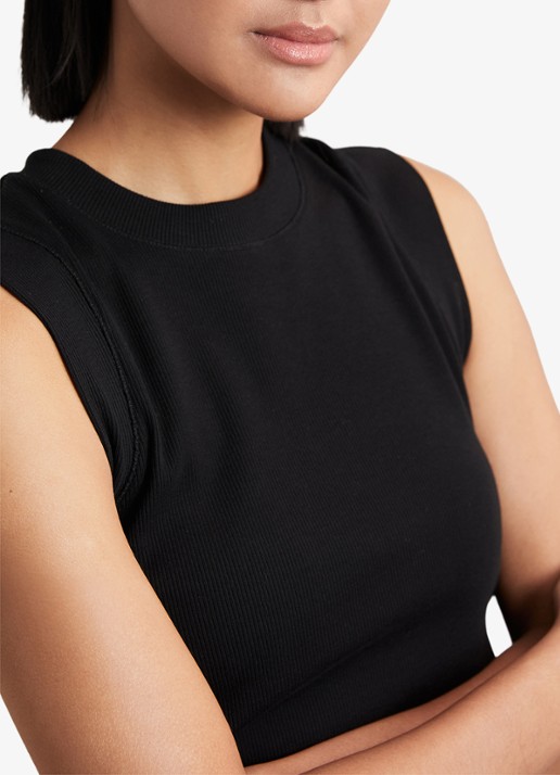 Reiss Trudy fijngebreide top met plooien - detail 3 zwart