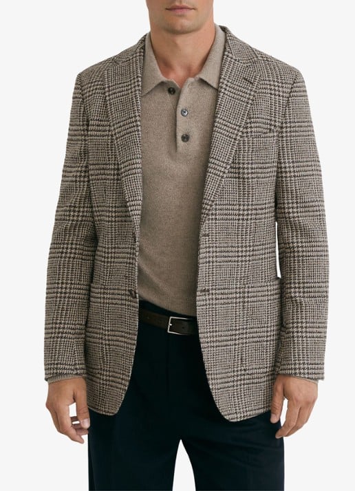 Reiss Tuscan colbert met ruitdessin