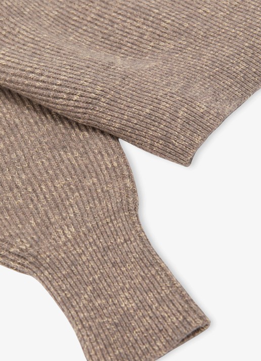 Reiss Twyla ribgebreide trui met ballonmouw - detail 6 beige