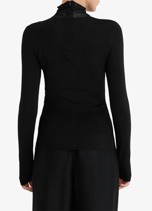 Reiss Vanessa top met details van mesh - achterkant black / zwart