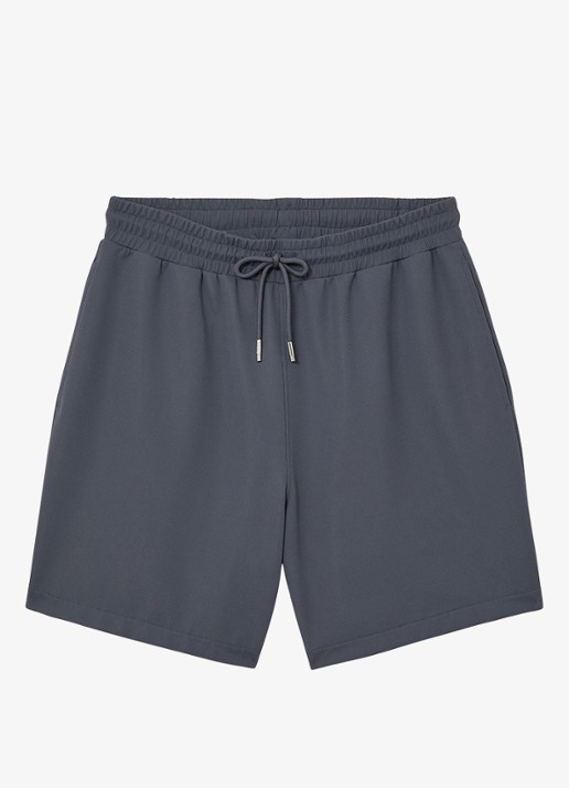 Reiss VAULT high waist wide fit korte broek met structuur - voorkant 5 blauwgrijs