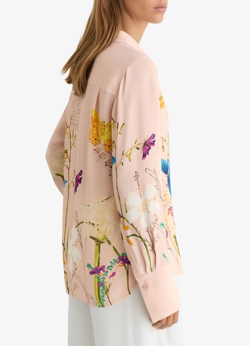 Reiss Veida blouse met bloemborduring - achterkant oudroze