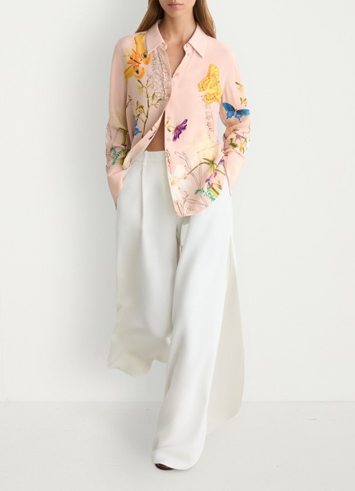 Reiss Veida blouse met bloemborduring - voorkant 7 oudroze