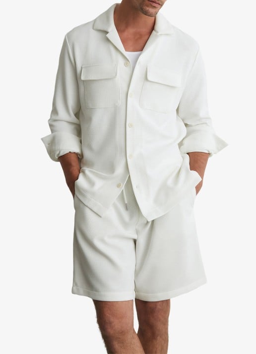 Reiss Vento regular fit overhemd met wafelstructuur