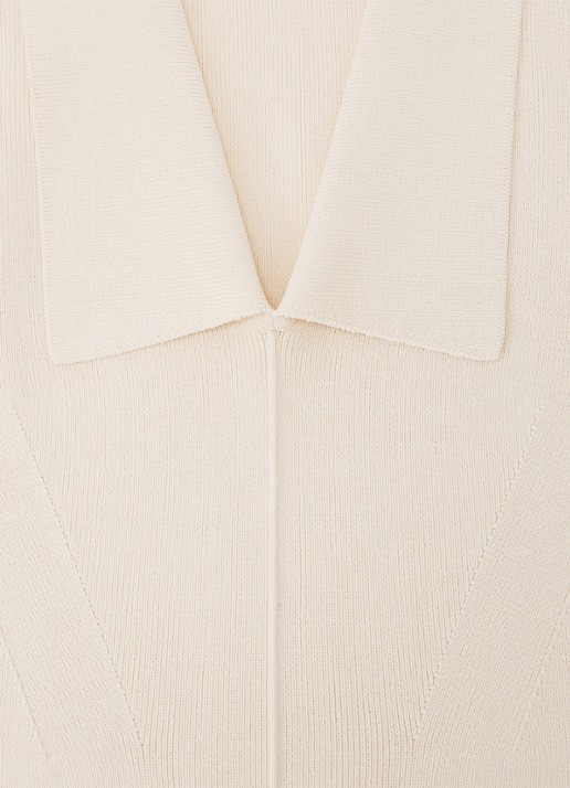 Reiss Vera fijngebreide top met kraag - detail 4 ivory / beige